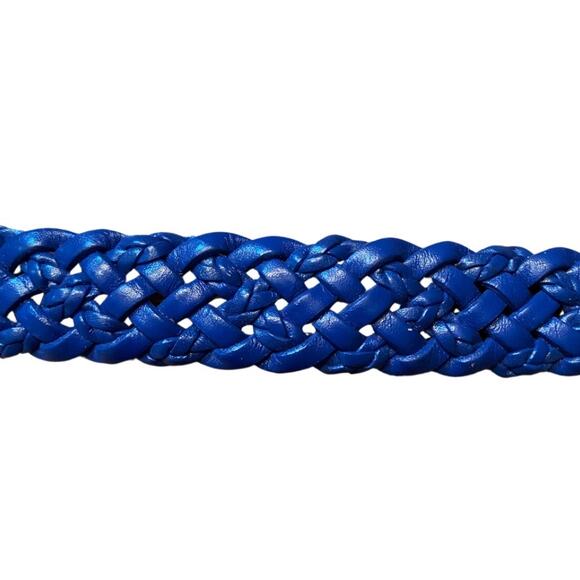 Royal Blue Vintage Talbots Woven Leather Belt with Solid Brass Buckle (XS/S) - Picture 4 of 12